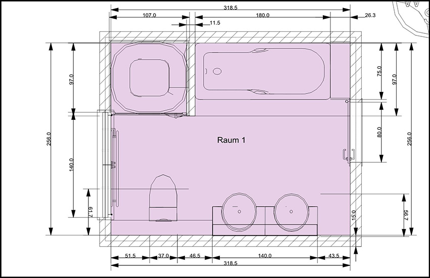 Badplan Grundriss